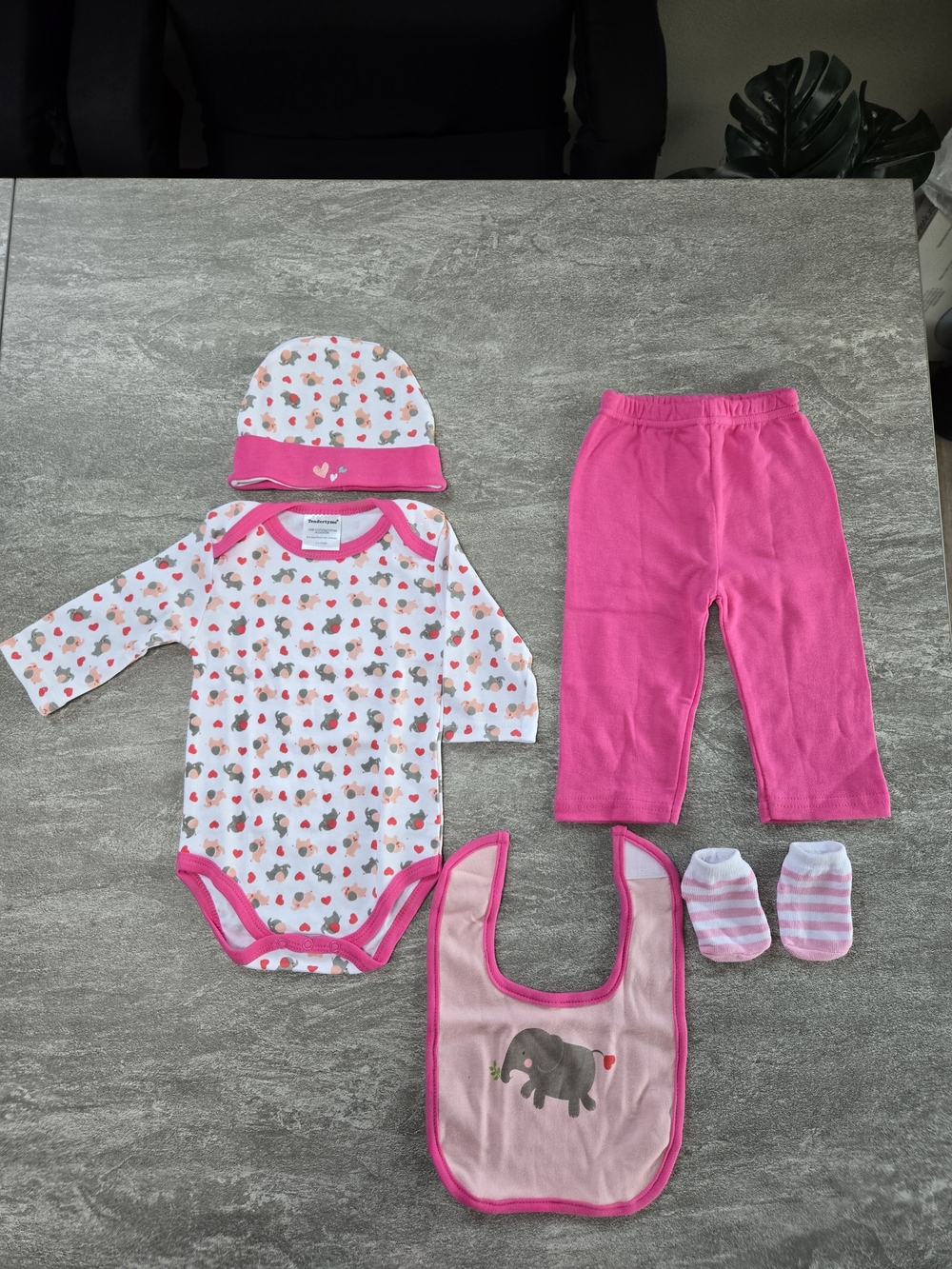 Tendertyme Baby Girls Elephant And Hearts  5-Piece Set